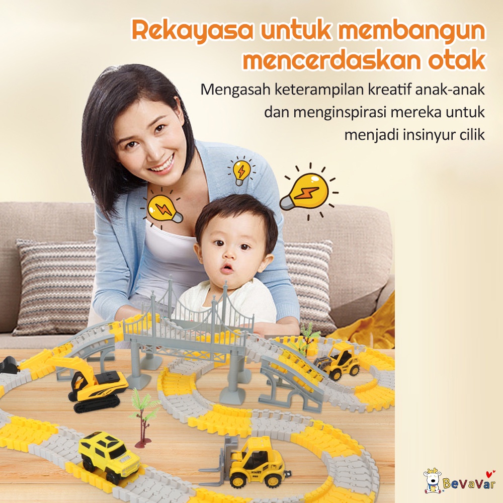 BEVAVAR Mainan Edukatif Mobil Truk anak laki laki Mobil Anak DIY Rakitan Kereta Api Mainan