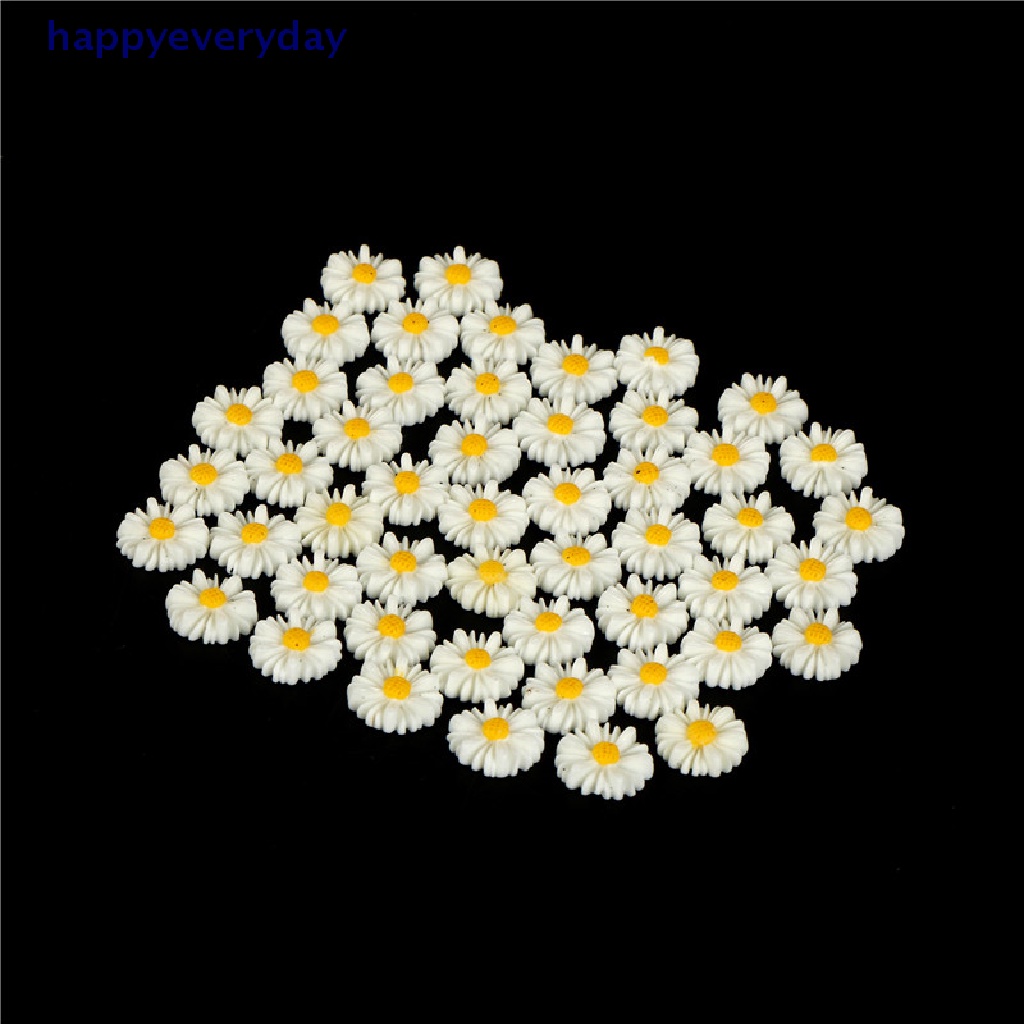 [happy] 50pcs Putih daisy Bunga resin flatback cabochon DIY Perhiasan Dekorasi  [ID] Baju Kaos Distro Pria Wanita Lengan Panjang [ID]