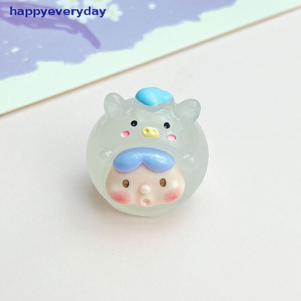 [happy] Kawaii Mini 2cm Resin Bercahaya Kartun Tanda Zodiak Cina Miniatur Patung [ID]