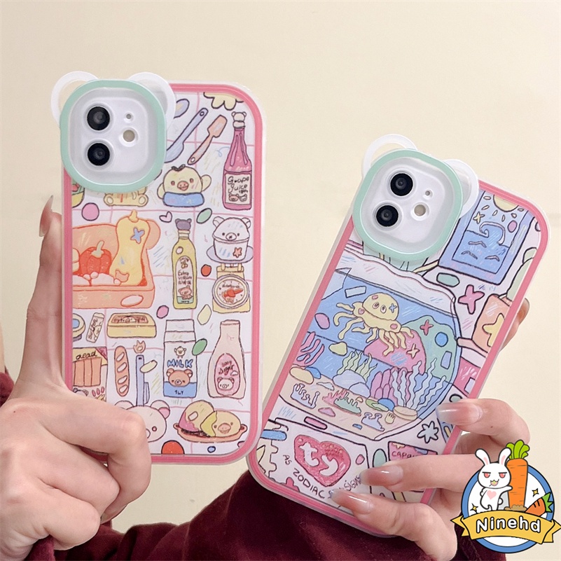 IPHONE Casing Kompatibel Untuk Iphone14 13 12 11 Pro Max X Xr Xs Max SE 8 7 6 6s Plus SE 2020 Ins Gaya Retro Lukisan Ponsel Case Tahan Gores Bening Shockproof Soft Cover Pelindung SE 2020 SE