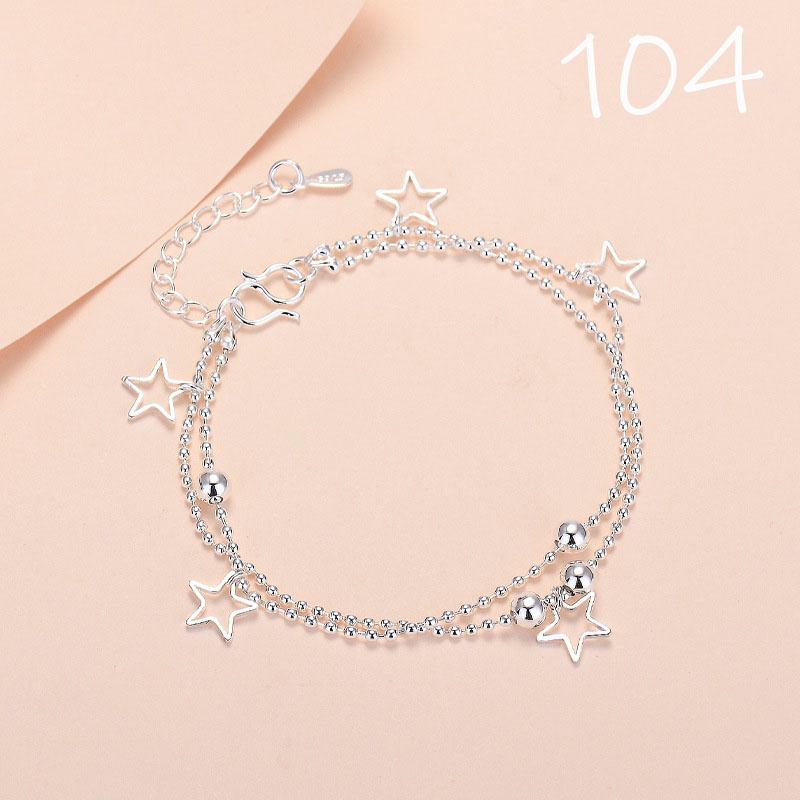 Gelang Kaki Bintang Warna Silver Double Layer Plated Charm Ankle Bracelet Jewelry Gelang Kaki Untuk Wanita Foot Jewelry