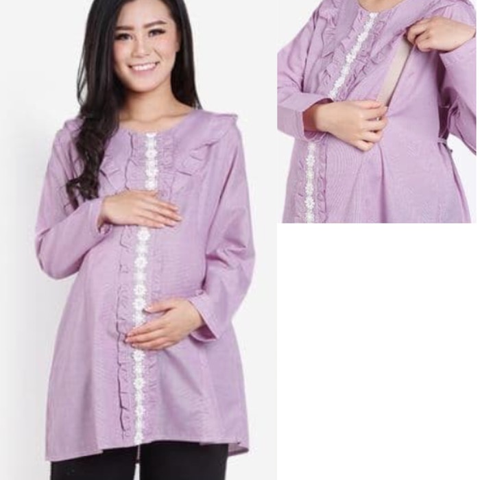Blouse Hamil dan Menyusui/Kemeja Hamil Kerja/Baju Hamil Kerja Lengan Panjang