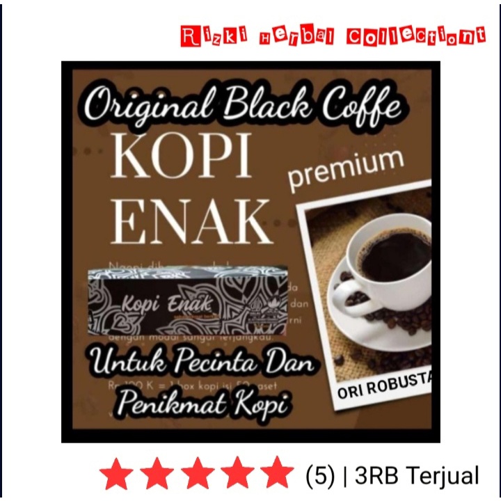 

Kopi Enak Original Black Kopi Robusta Murni 6 gr/sachet