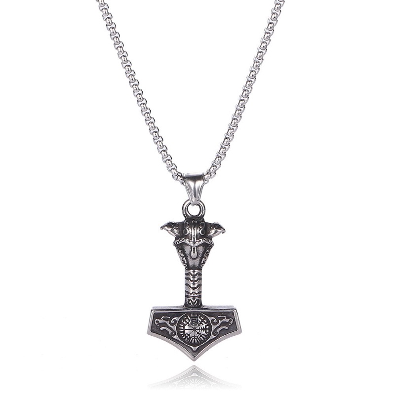 [X C Kalung] Baru Silvery Vintage Viking Odin Hill Crow Celtic Wolf Pendant Punk Hip Hop Stainless Steel Kalung Hadiah Pesta Ulang Tahun Untuk Pria Dan Wanita