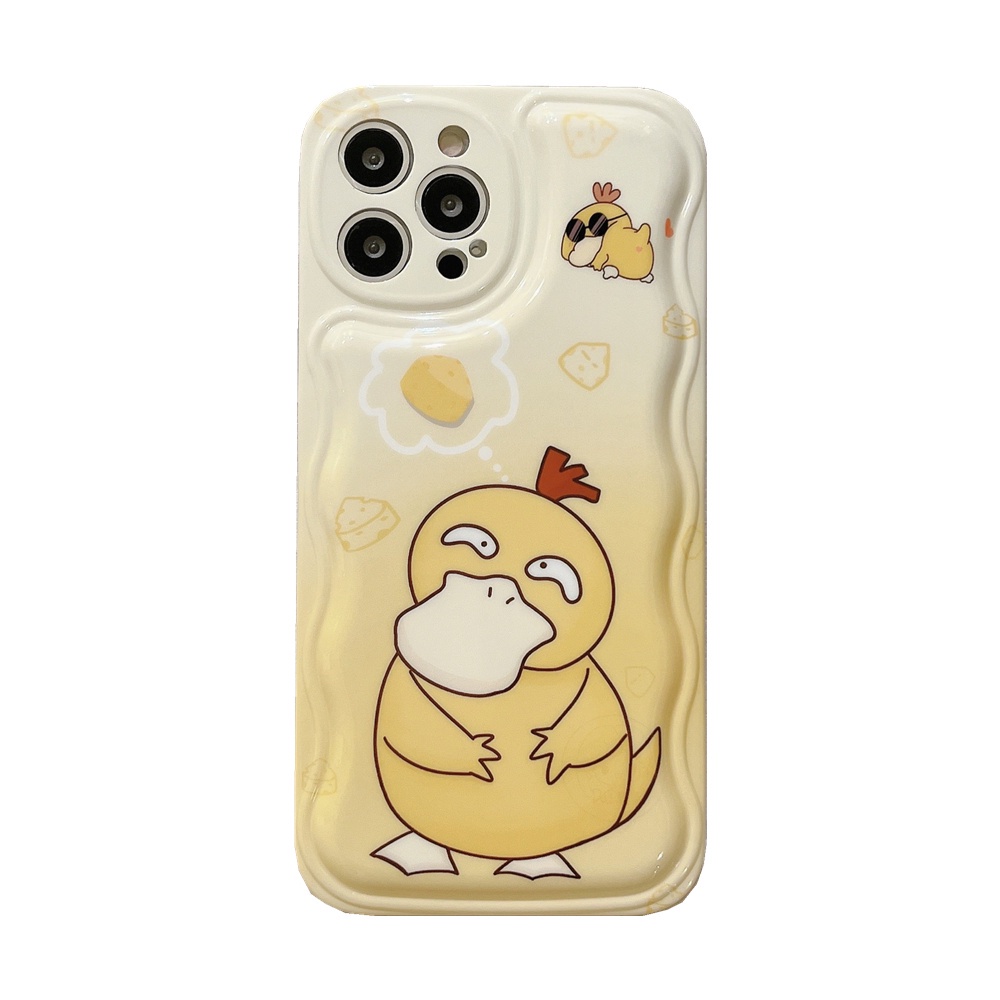 Pokemon Bebek Bentuk Gelombang Bingkai Soft Phone Case Back Cover Untuk Iphone 11Pro 14Plus XS XR XSMAX 14Promax 12 13 Air Cushion Cover Soft Tpu Case