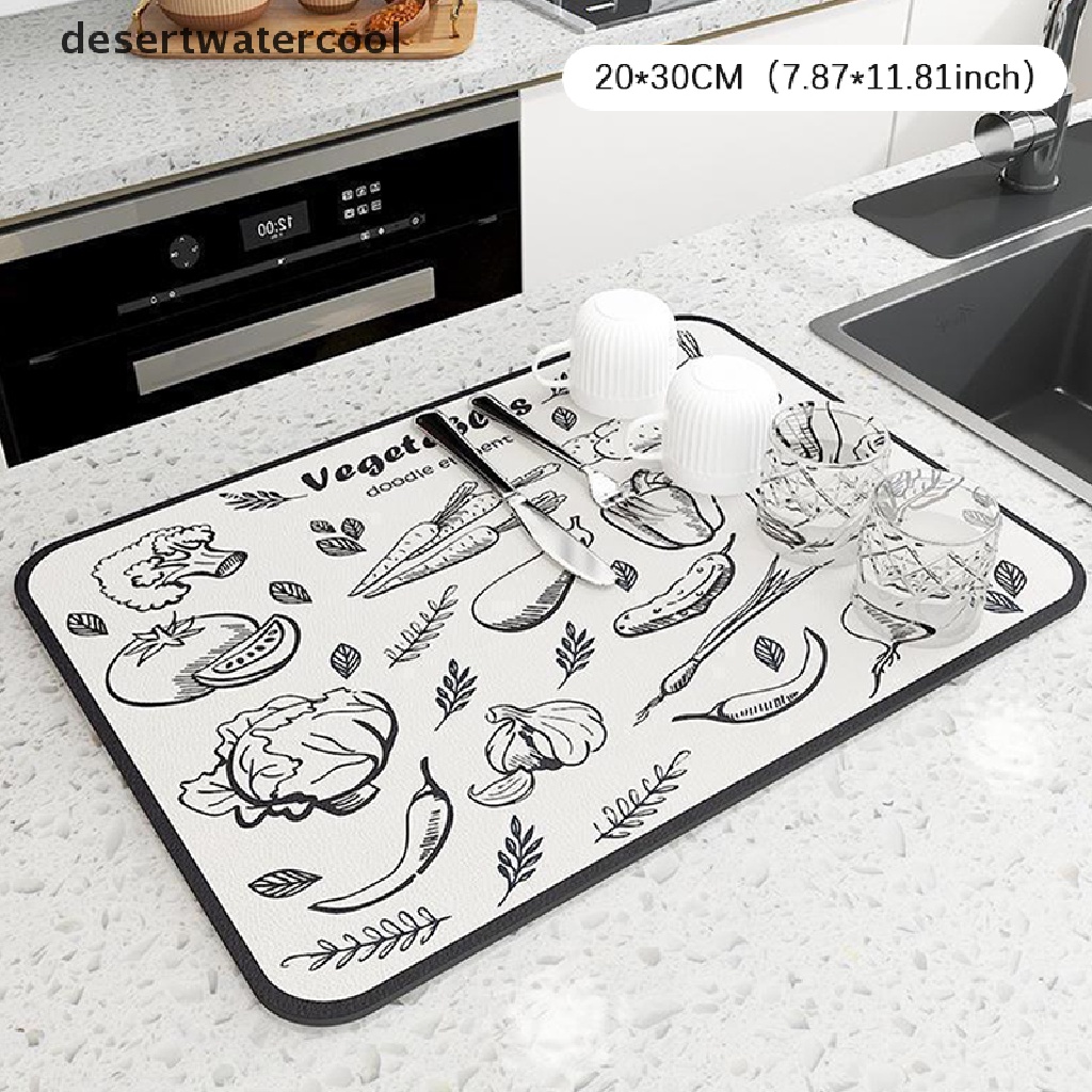 Deid Drain Pad Rubber Dish Drying Mat Super Absorbent Drainer Mats Peralatan Makan Karpet Botol Alat Makan Dapur Tatakan Martijn