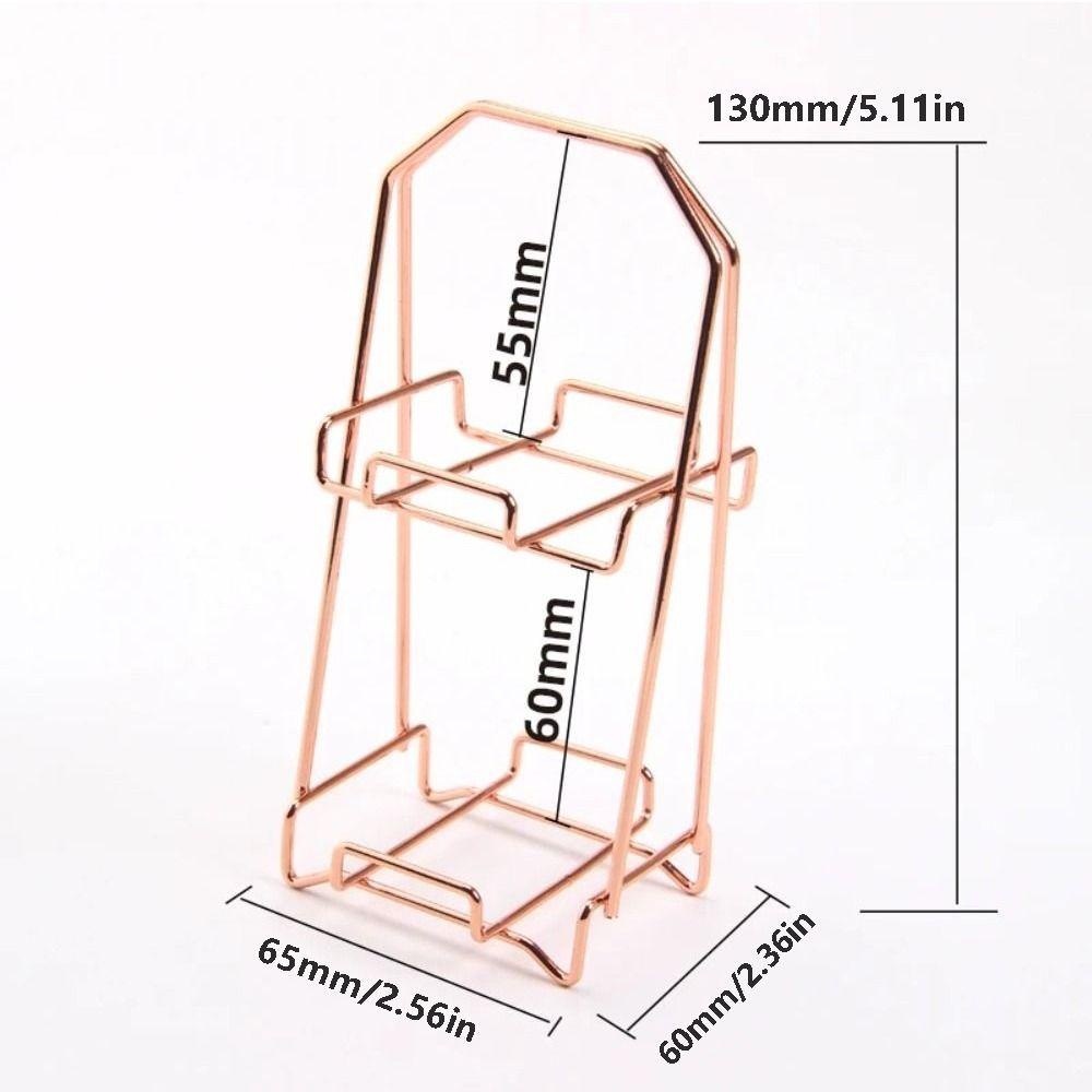 Mxbeauty Bingkai Logam Minoritas Vintage Wanita Double-Layer Organizer Rak Pajangan Mineral Kristal