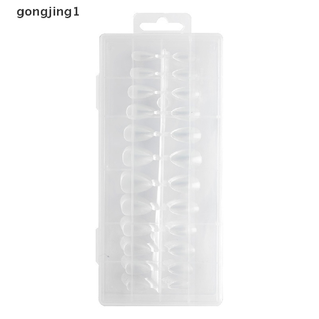 Ggg 240pcs Paku Palsu Transparan Kemas Natural Balet Panjang ABS Full Coverage Nail ID