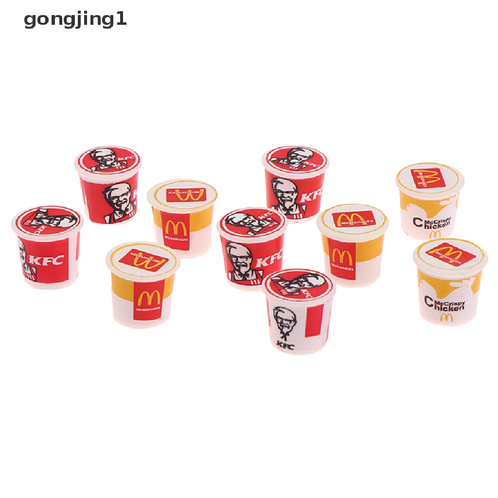 Ggg 5Pcs/set1per12rumah Boneka Miniatur Makanan Cepat Mini KFC Keluarga Bucket Modle Mainan ID