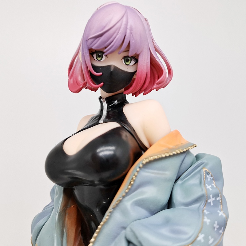 Gambar Anime Baru Desain Astrum Luna Topeng Gadis Kepala Ganda Patung Berdiri 25 cm PVC Action Figure Model Ornamen Desktop