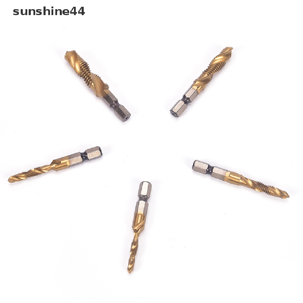 Sunshine M3-M10 Hex Shank Titanium Plated HSS Mata Bor Ulir Sekrup Tangan Metric Tap ID