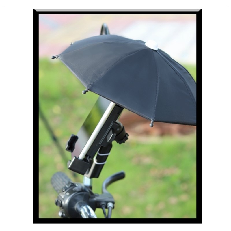 [AYBX] 1set Dudukan Ponsel Lokomotif Payung Tahan Air Portable Mini Parasol Alloy Sun Shade Bicycle Umbrella Untuk Berkendara