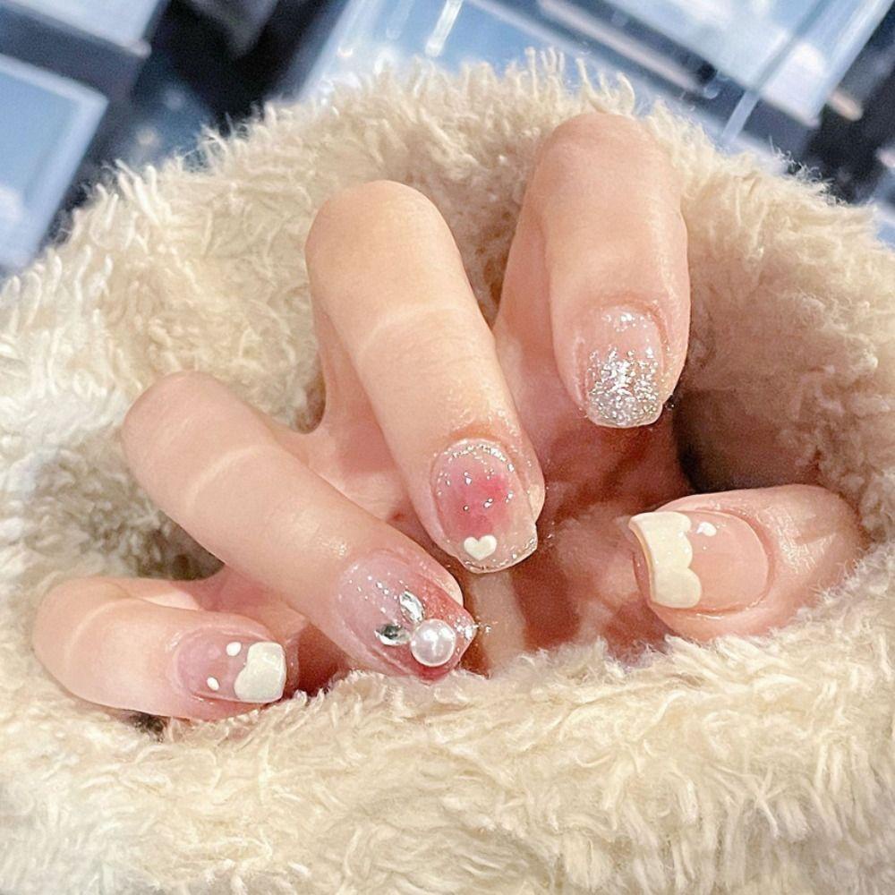 AUGUSTINA Agustinina Kuku Palsu Dilepas Wanita Lucu Buatan Kelinci Wearable Press On Nail Tips Penutup Penuh Nail Art Tips