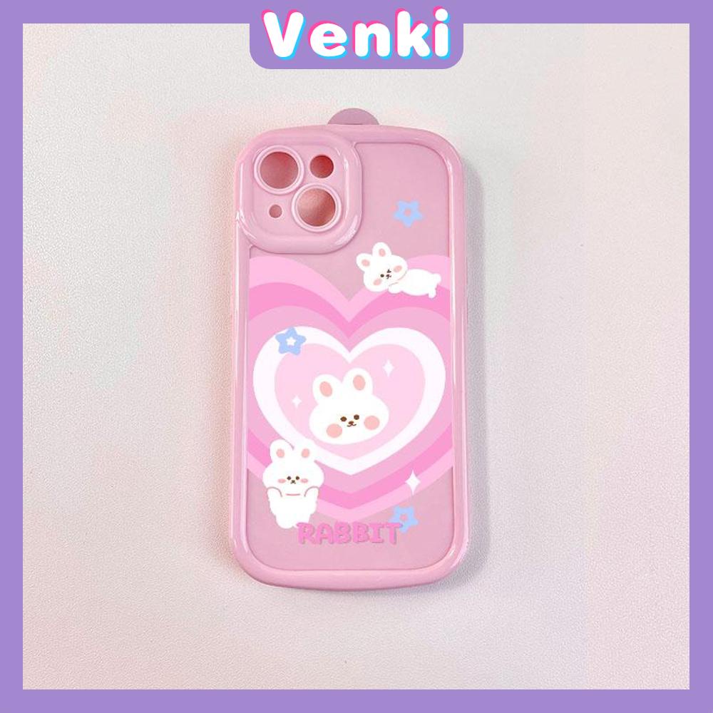 Case for iPhone 11 Soft TPU Glossy Round Edges Case Pink Heart Cute Cartoon Rabbit Camera Protection Shockproof For iPhone 14 13 12 11 Pro Max 7 8 Plus X XR