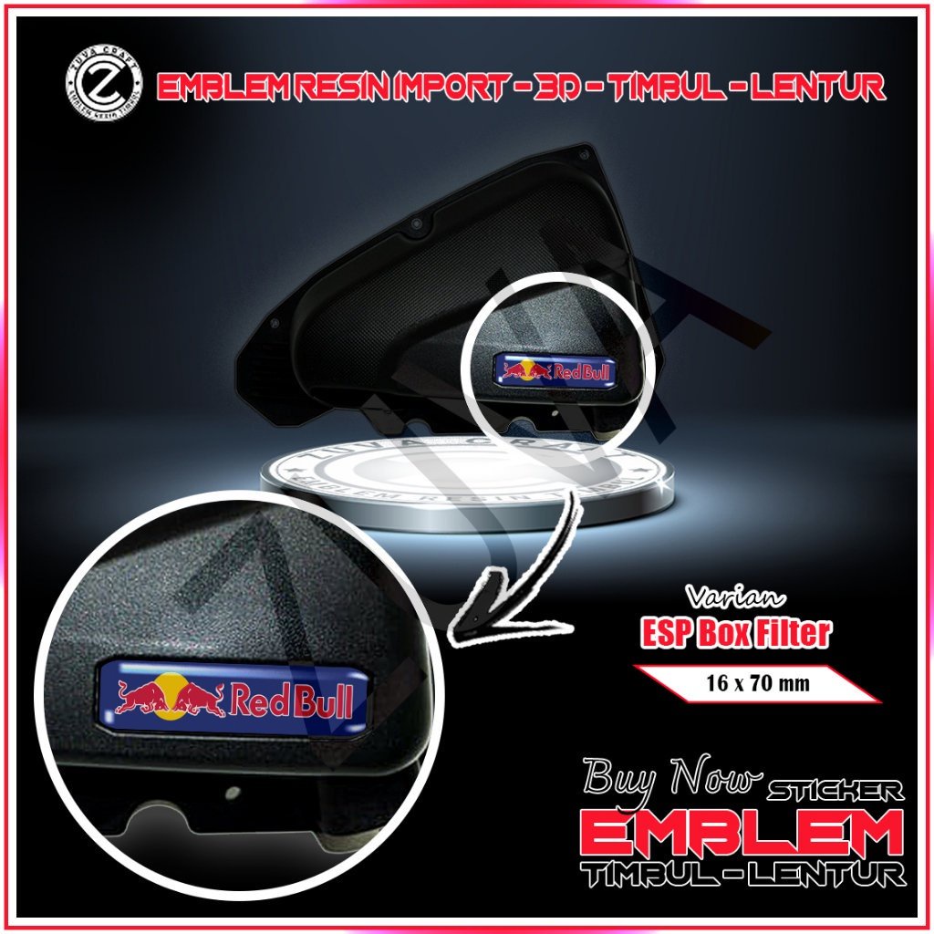STIKER MOTOR HONDA EMBLEM TIMBUL ESP 3D LOGO Red Bull BOX FILTER VARIO BEAT SCOOPY PCX AKSESORIS AES