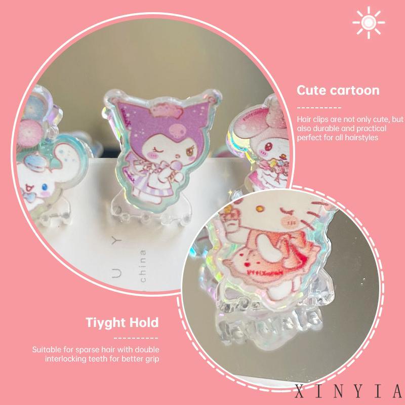 【Bayar di tempat】Hiasan Kepala Laser Sanrio Hair Claw Clip Lucu Sederhana Serbaguna Klip Rambut Rusak