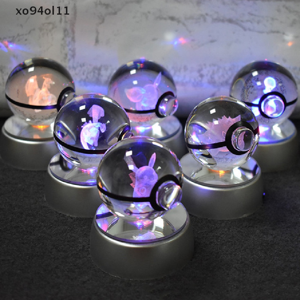 Xo Pokemon Bola Kristal 3D Mainan Snorlax Mewtwo Pikachu Angka Pokémon Mainan Lampu LED OL