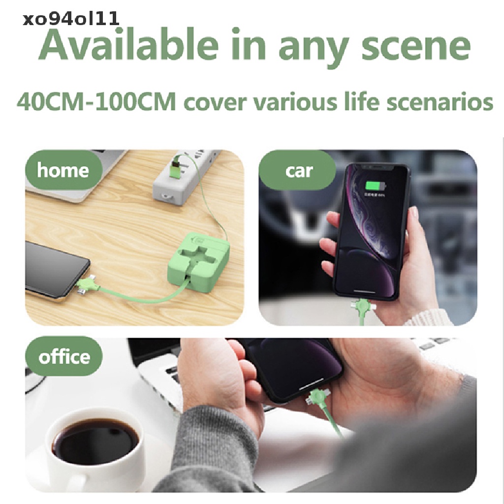 Xo Kabel Data 3in1 Telepon Yang Dapat Ditarik Micro USB TYPE-C Fast Charging Cable OL