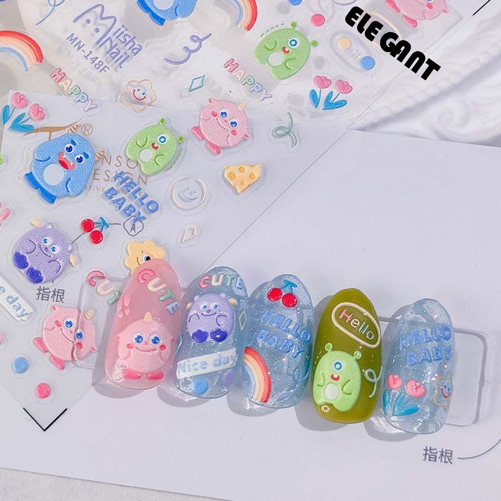 [Elegan] Kartun Stiker Kuku Fashion Perekat Diri Kucing Hewan Manikur Aksesoris Crayon Shin Chan Nail Art Dekorasi
