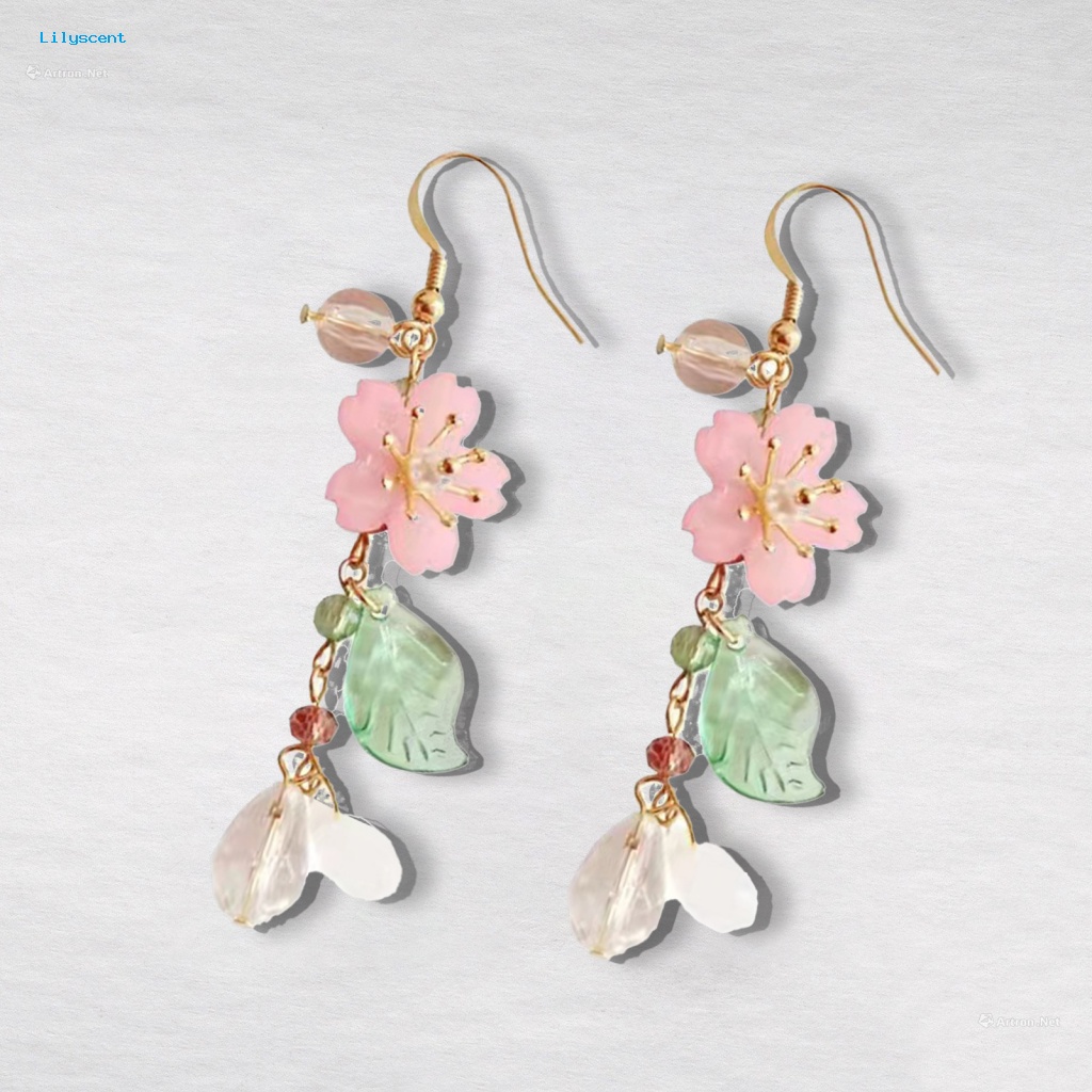 Lilyscent 1pasang Anting Kait Logam Aksesoris Wanita Anting Kait Bunga Sakura Elegan