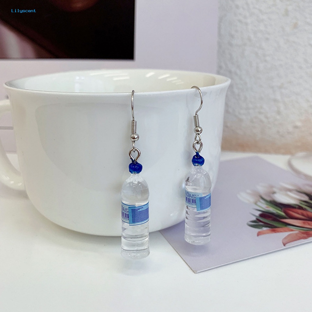 Lilyscent 1pasang Anting Kait Tidak Luntur Pakaian Sehari-Hari Lady Simulasi Botol Bir Drop Menjuntai Anting-Anting Panjang