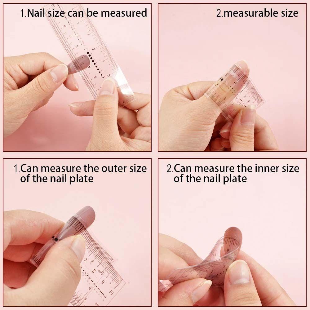 Mxbeauty Nail Measure Ruler Portable Salon Kuku Kuku Palsu Ukuran Bor Paku Rhinestone Size Pengukur Dimensi Aksesoris Kuku