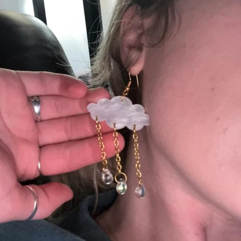 Lucu Awan Menjuntai Anting Teardrop Pendant Earrings Perhiasan Fashion Awan Menjuntai Anting Akrilik Awan Hujan Anting-Anting Fashion Aksesoris Telinga Untuk Wanita