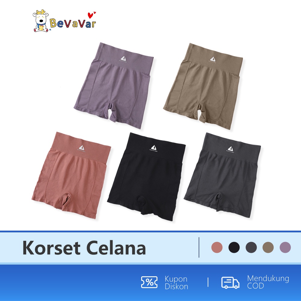 BEVAVAR Celana Korset Pinggang Tinggi Legging Pendek Wanita sport Yoga