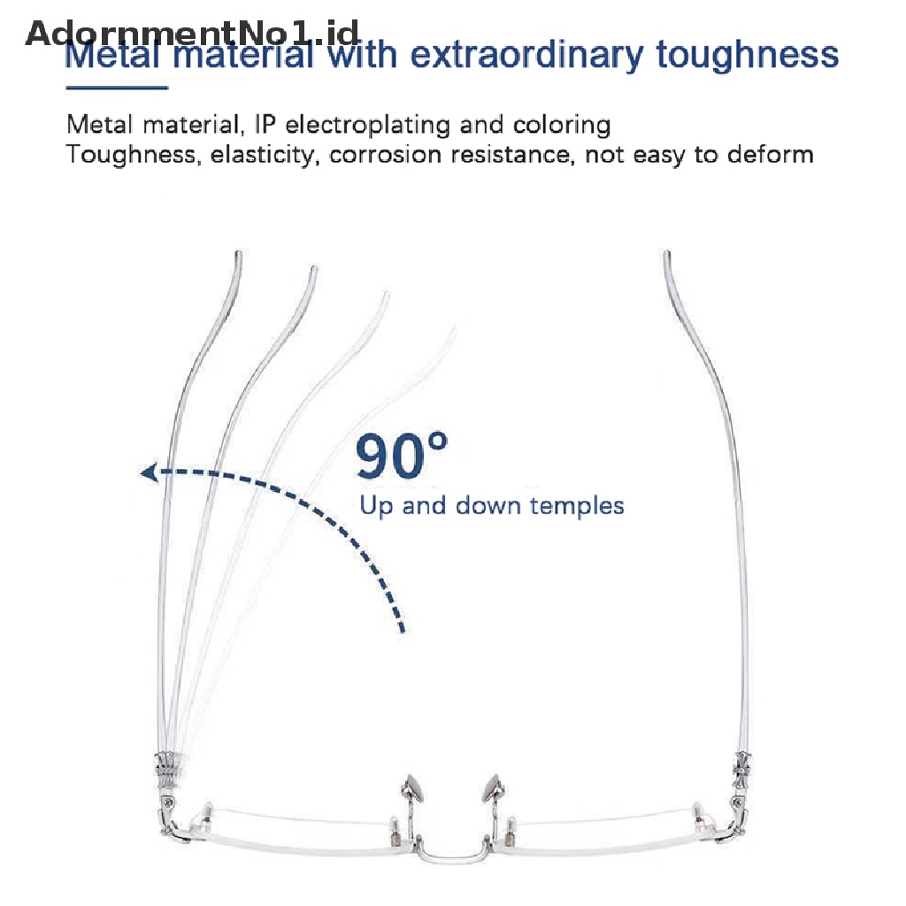 [AdornmentNo1] Kacamata Baca Pria Presbyopia Goggles Wanita Vintage Rimless Eyewear Diopter+1.0 1.5 2.0 2.5 3.0 3.5 4.0 [ID]