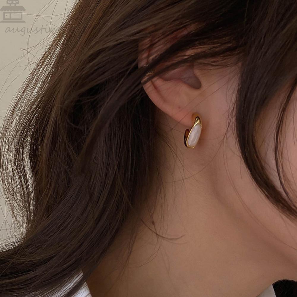 Anting Tusuk AUGUSTINA Elegan Fashion Perhiasan Wanita Emas Logam Gadis Geometris