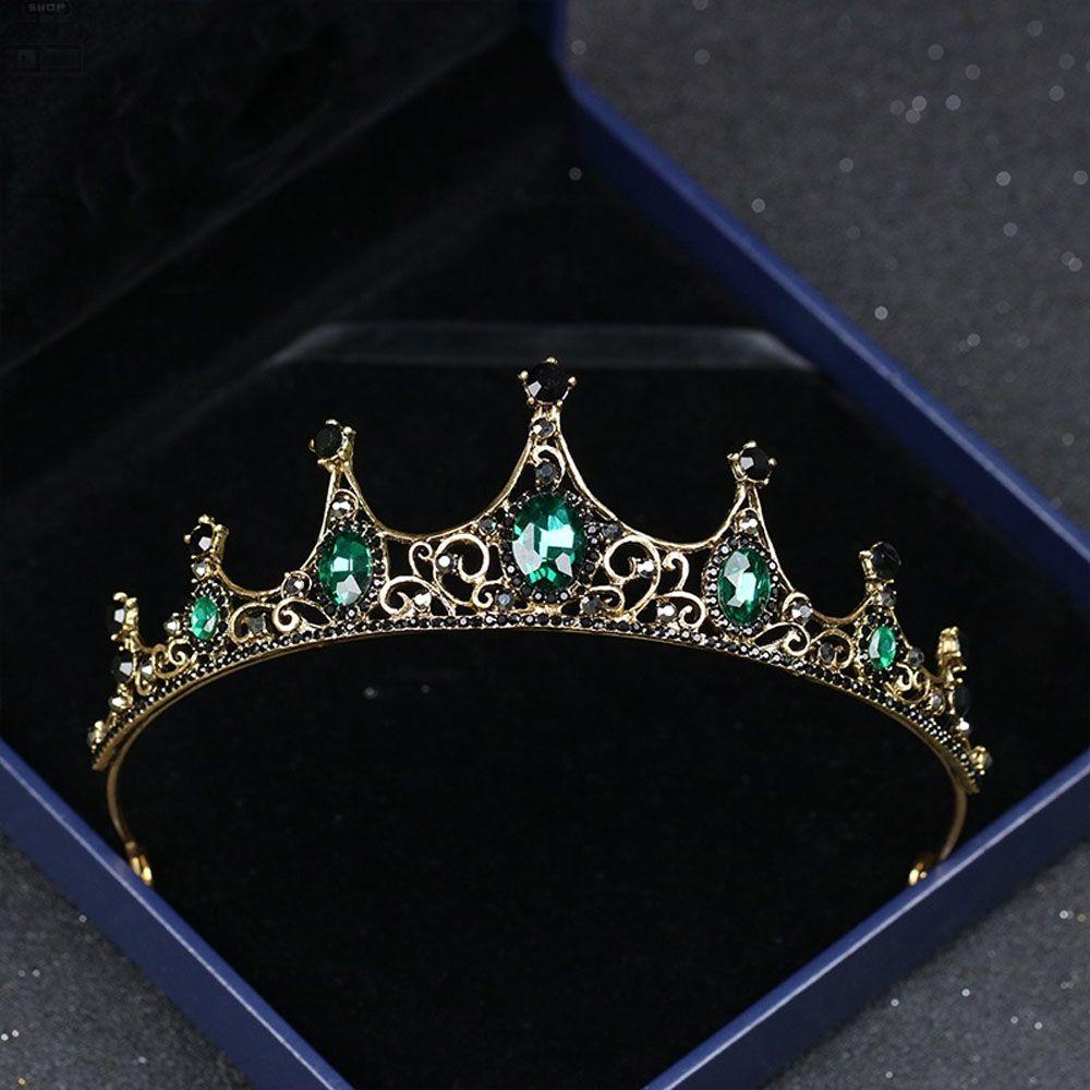 Tiara Pengantin Agustina Baroque Hijau Aksesoris Rambut Princess Headband Kristal Hair Crown