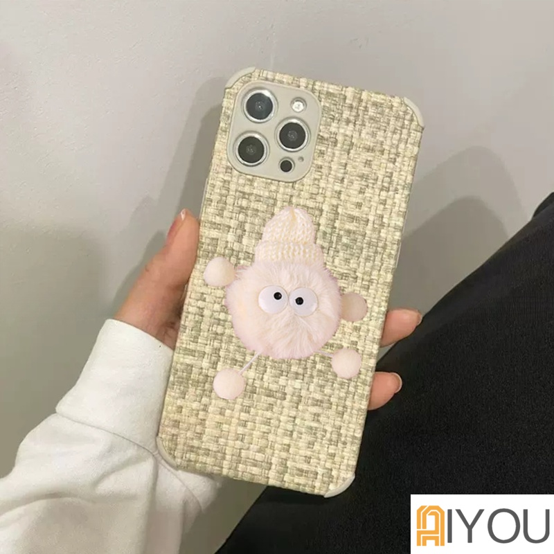 IPHONE Boneka Lucu Mewah Briket Menenun Kisi Lembut Silikon Casing Ponsel Untuk Iphone13 12 11 14 Pro X XS Max XR 78 Plus SE Lensa MiNi Melindungi Penutup Belakang