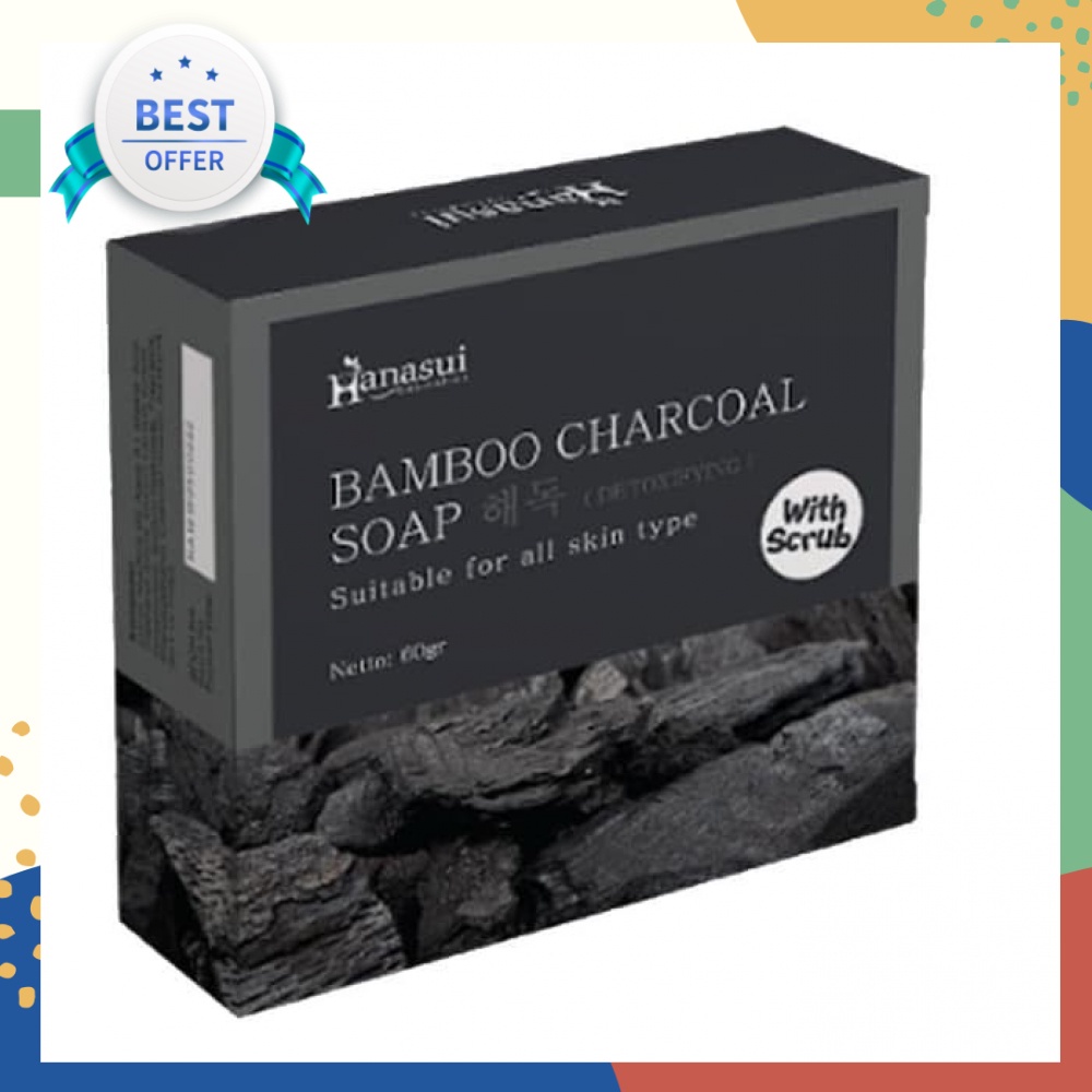 Hanasui Extra Bamboo Charcoal Soap With Scrub - Sabun arang 60gr