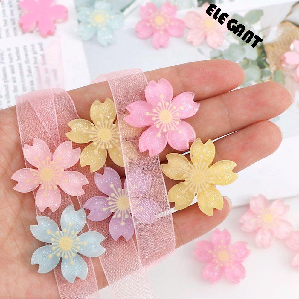 [Elegan] Jepit Rambut Bahan 26mm DIY Resin Glitter Resin Bunga Bunga Sakura Flatback Phone Case Scrapbooking Kerajinan