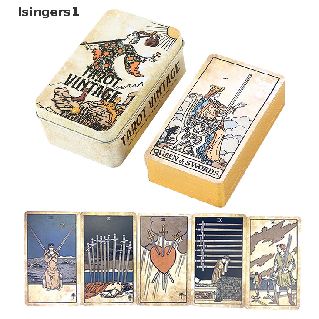 [lsingers1] Kotak Besi Vintage Tarot Ramalan Deck Pesta Keluarga Board Game w/Manual Boutique