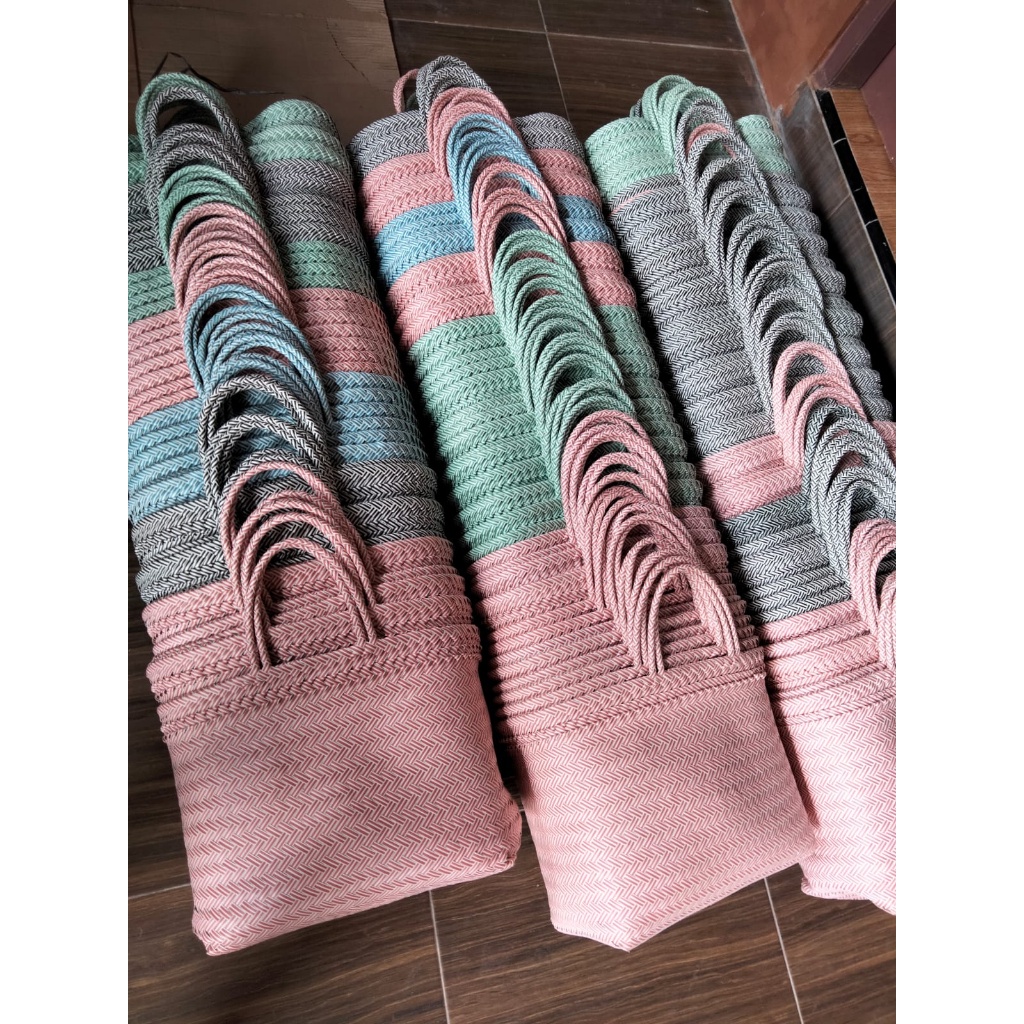 Tas Anyam Sembako / 5Pcs Tas Anyaman Motif Halus Ukuran S / Paket Tas Anyam