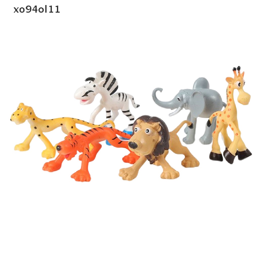 Xo 6Pcs/set Rumah Boneka Miniatur Safari Hewan Ornamen Mikro Dekorasi Lanskap Harimau Singa Gajah Zebra Boneka Dekorasi Kue OL