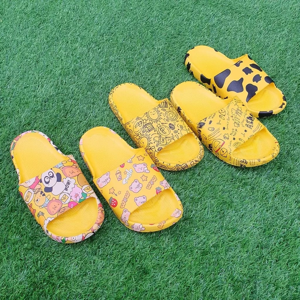 JOS1555 Sandal Slop Motif Lucu &amp; Imut / Sandal Fashion Wanita