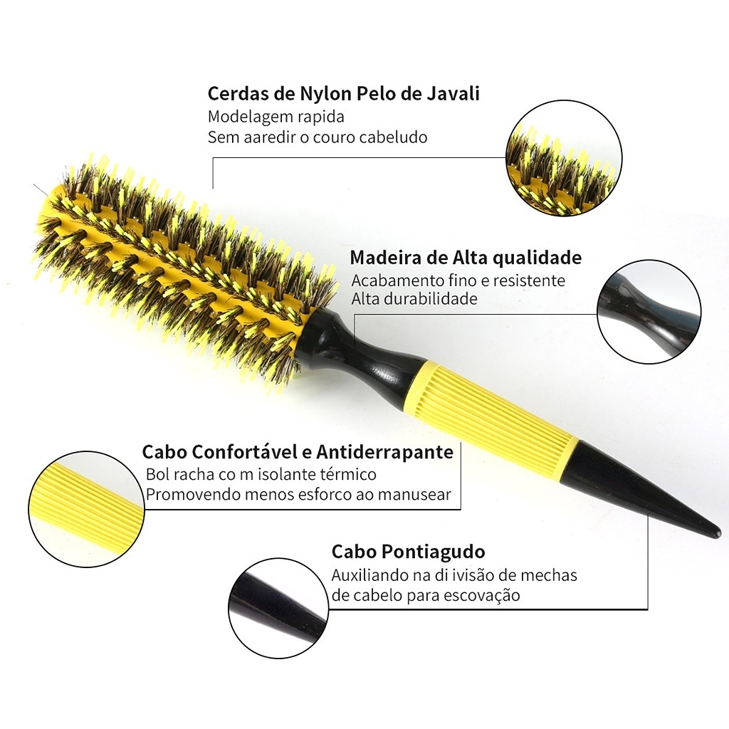 Sikat Rambut Bulu Babi Sisir Jenggot Professional Hair Brushes Ceramic Enamel Rambut Salon Bulu Babi &amp; Nilon Profesional Barber Salon