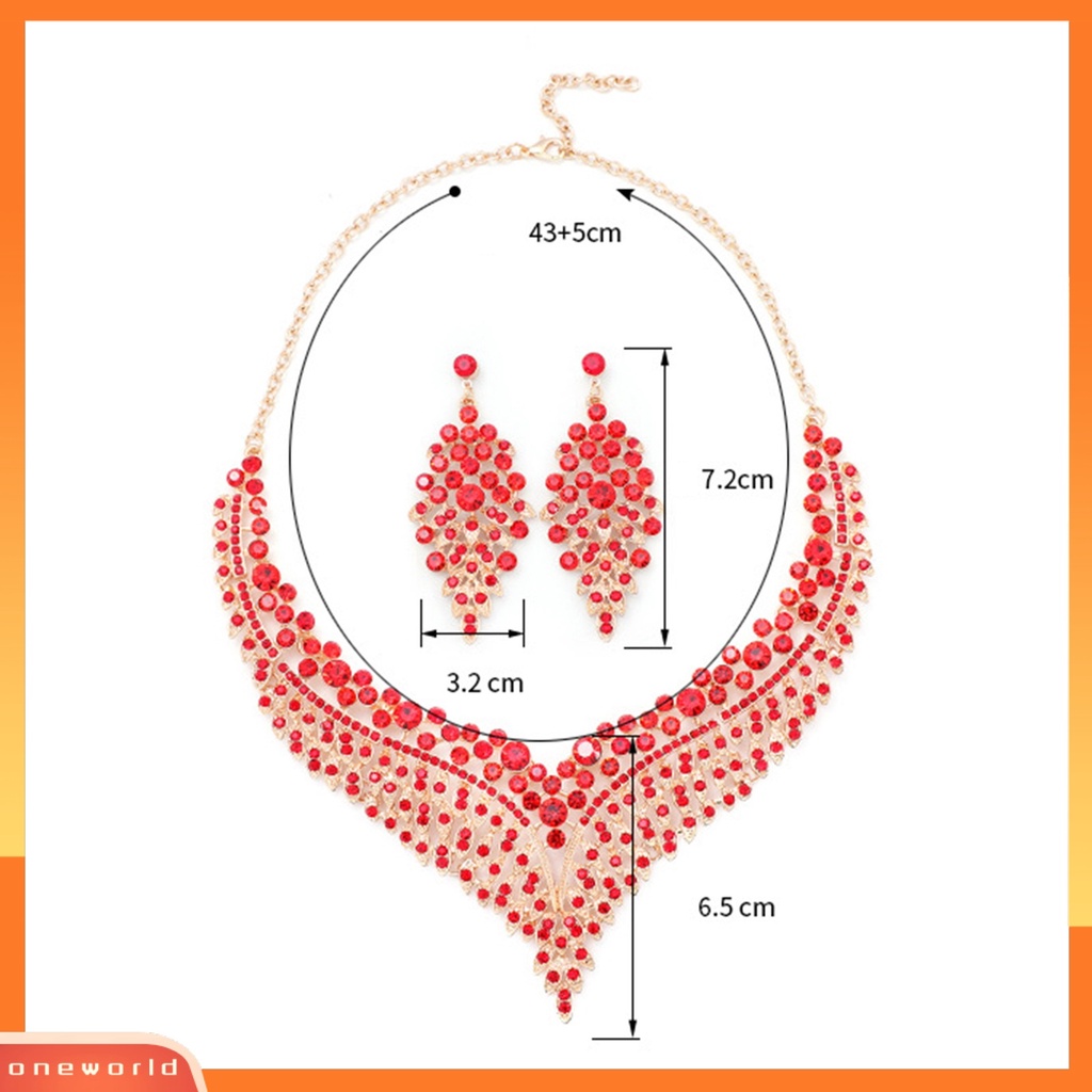 [ONE] 1set Pengantin Telinga Giwang Temperamen Warna Hidup Geometris Bunga Pengerjaan Indah Retro Dekorasi Dress Up Glitter Makan Malam Berat Wanita Perhiasan Kalung Aksesori Pernikahan