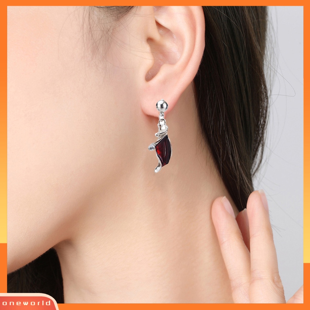 [ONE] 1set Menjuntai Anting Tetesan Minyak Multi-Layer Menyilang Berlian Imitasi Enamel Daun Pernyataan Kalung Kit Perhiasan Fashion