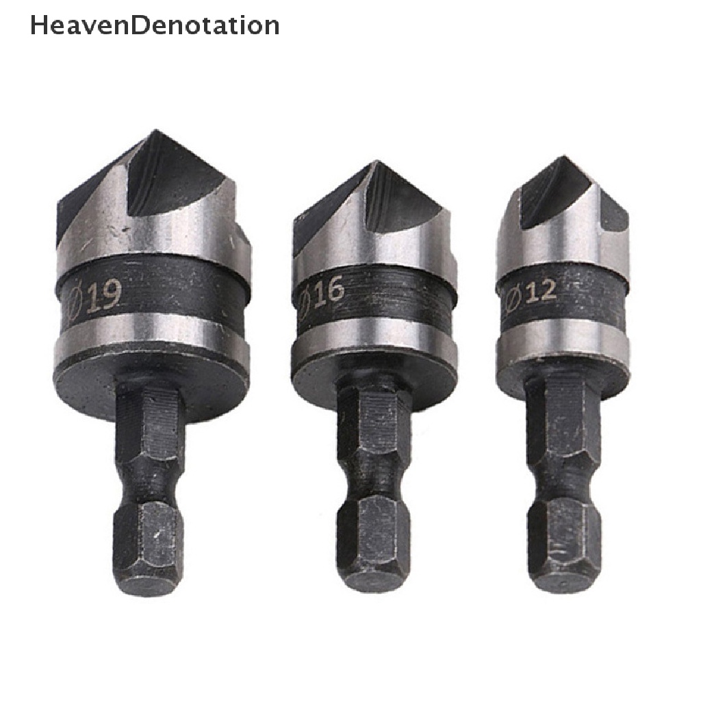 [HeavenDenotation] 3pcs Hex Countersink Boring Set Untuk Metal Drill Bit Tools Hexagonal Carbon Steel HDV