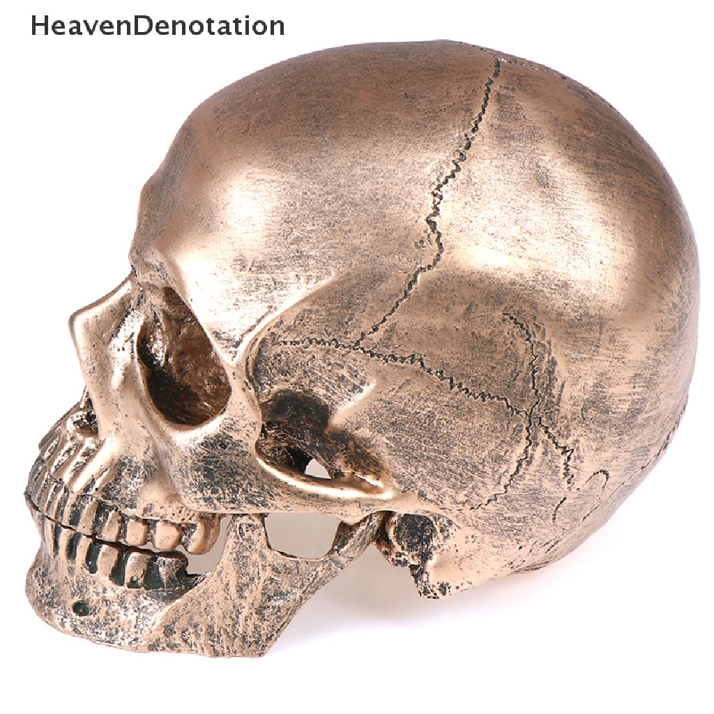 [HeavenDenotation] Patung Resin Manusia Bronze Model Tengkorak Halloween Realistis1: 1dekorasi HDV