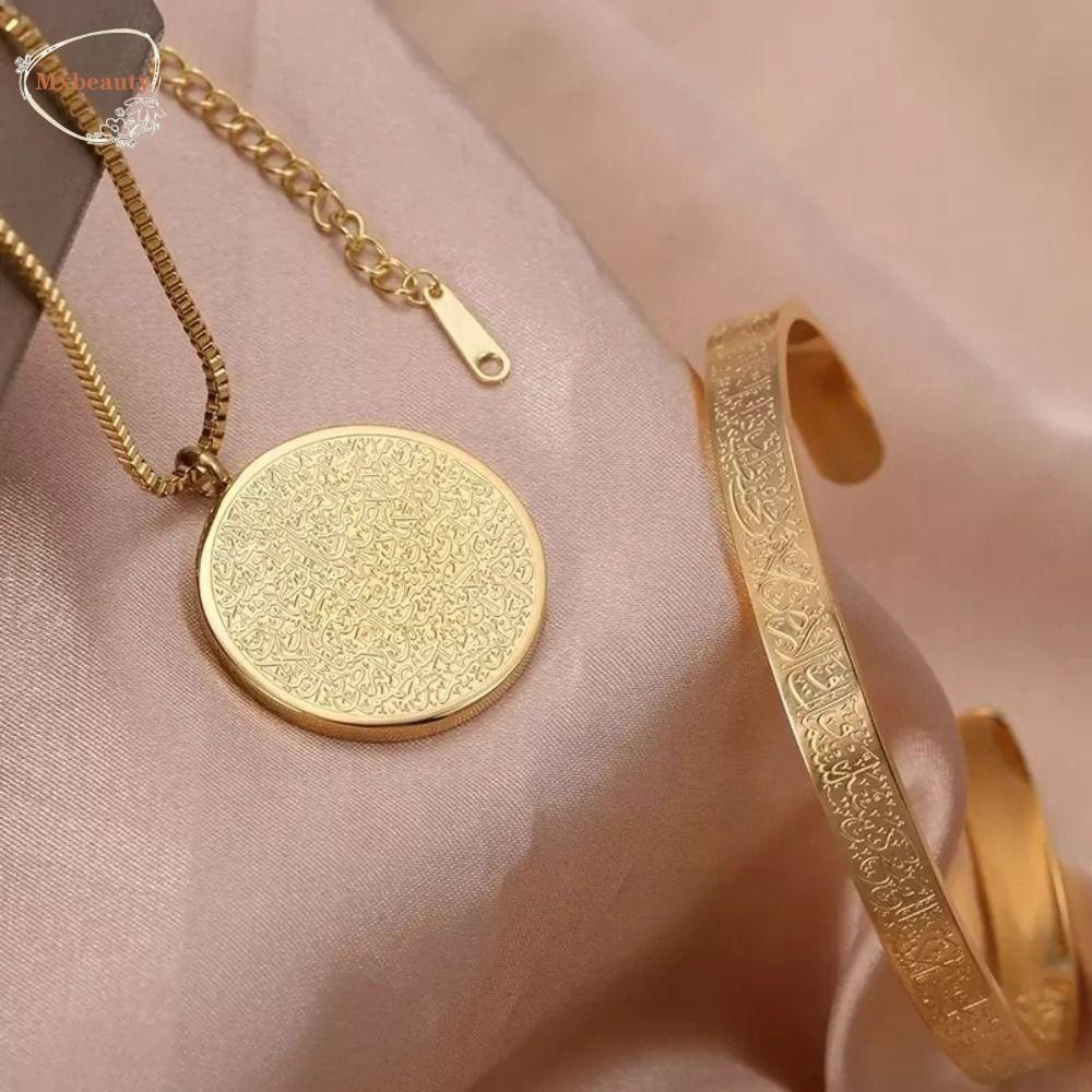 Mxbeauty Arab Manset Gelang Kepribadian Desain Minoritas Unik Wanita Hadiah Perhiasan Aksesoris Anti Karat Sederhana Pulseras Disk Pendant Kalung