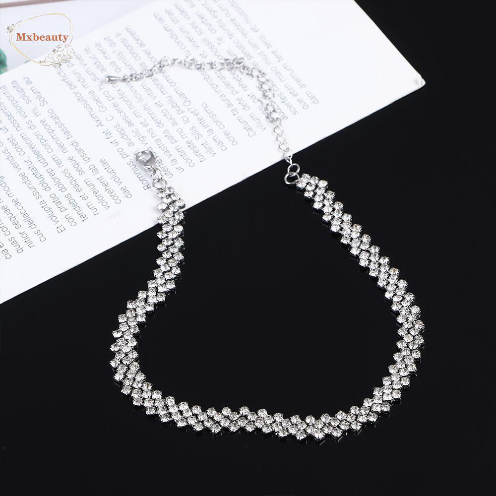 Mxbeauty Kalung Choker Berlian Imitasi Bentuk Geometris Untuk Pernikahan