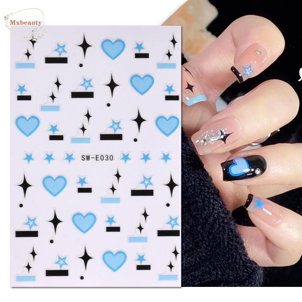 Mxbeauty Stiker Kuku Kartun Warna-Warni Ins Gaya Cinta Hati Fashion Dekorasi Kuku Perekat Diri