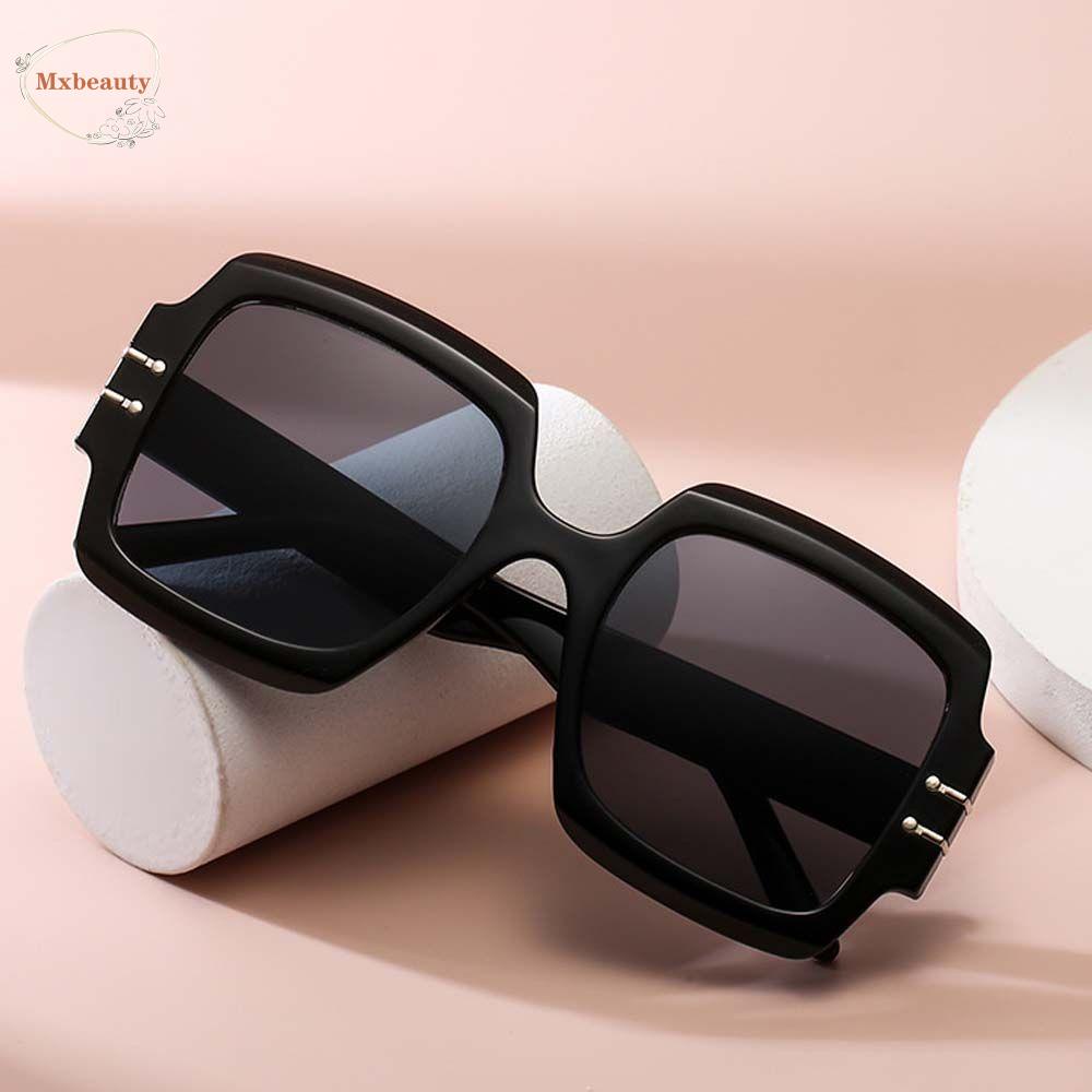 Mxbeauty Kacamata Hitam Persegi Merek Mewah Padi Kuku Visor Eyewear Bingkai Besar Anti UV Motif Leopard Bingkai Persegi Wanita Sunglasses