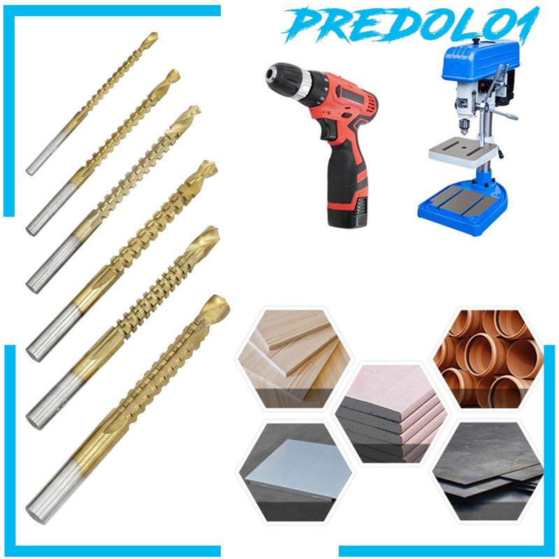 [Predolo1] 6buah Set Mata Bor Twist Hex Shank HSS Steel Untuk Fiberglass Kayu Tembaga