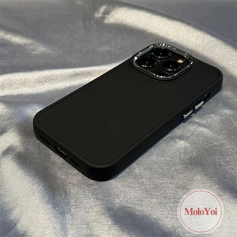 IPHONE Casing Ponsel Persegi Plating Mewah Kompatibel Untuk Iphone11 7plus 8plus XR 13 14 11 12 Pro MAX X XS MAX Macaron Warna Permen Sederhana Warna Solid Lembut Tpu Cover