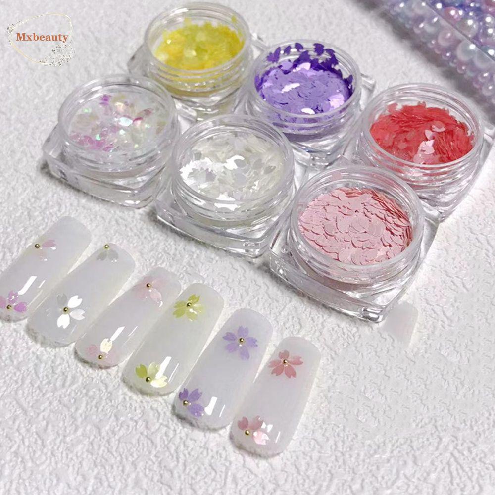 Mxbeauty Sakura Kuku Payet Warna-Warni Fashion Manicure Aksesori DIY Kerajinan Spangles Gel Charms 3D Nail Art Dekorasi